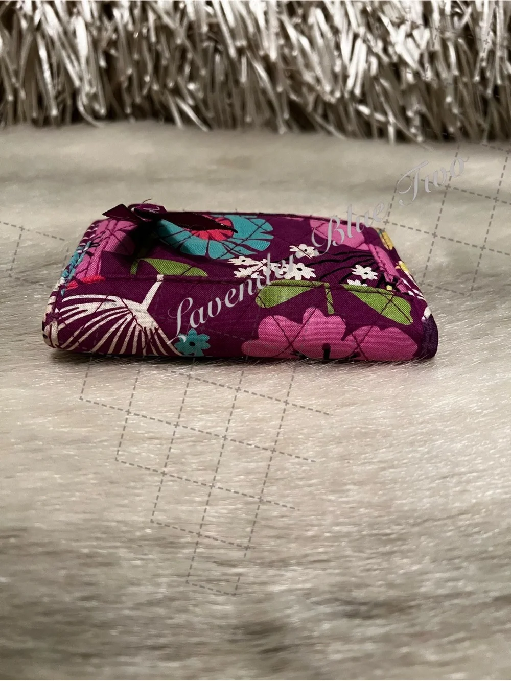 VERA BRADLEY Flutterby 2014 Trifold Euro Wallet Pink Purple Y2K Pink Purple Flor